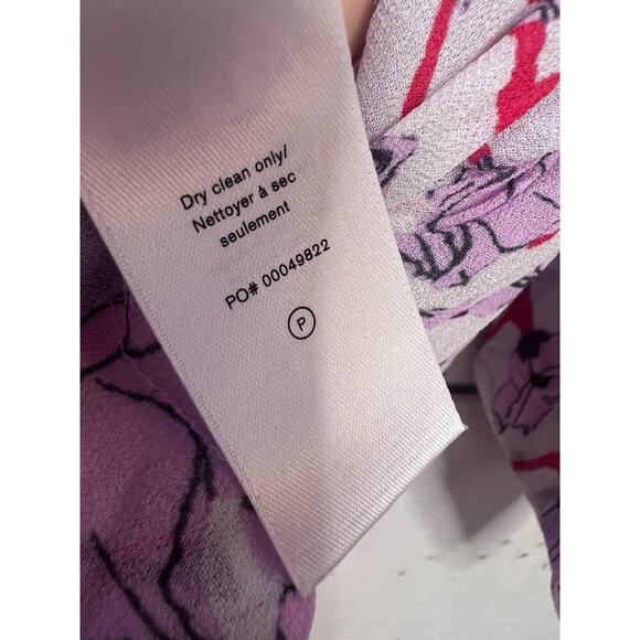 Rag & Bone Top Size MED Short Sleeve Blouse Pink Floral Print Collar - Picture 3 of 7